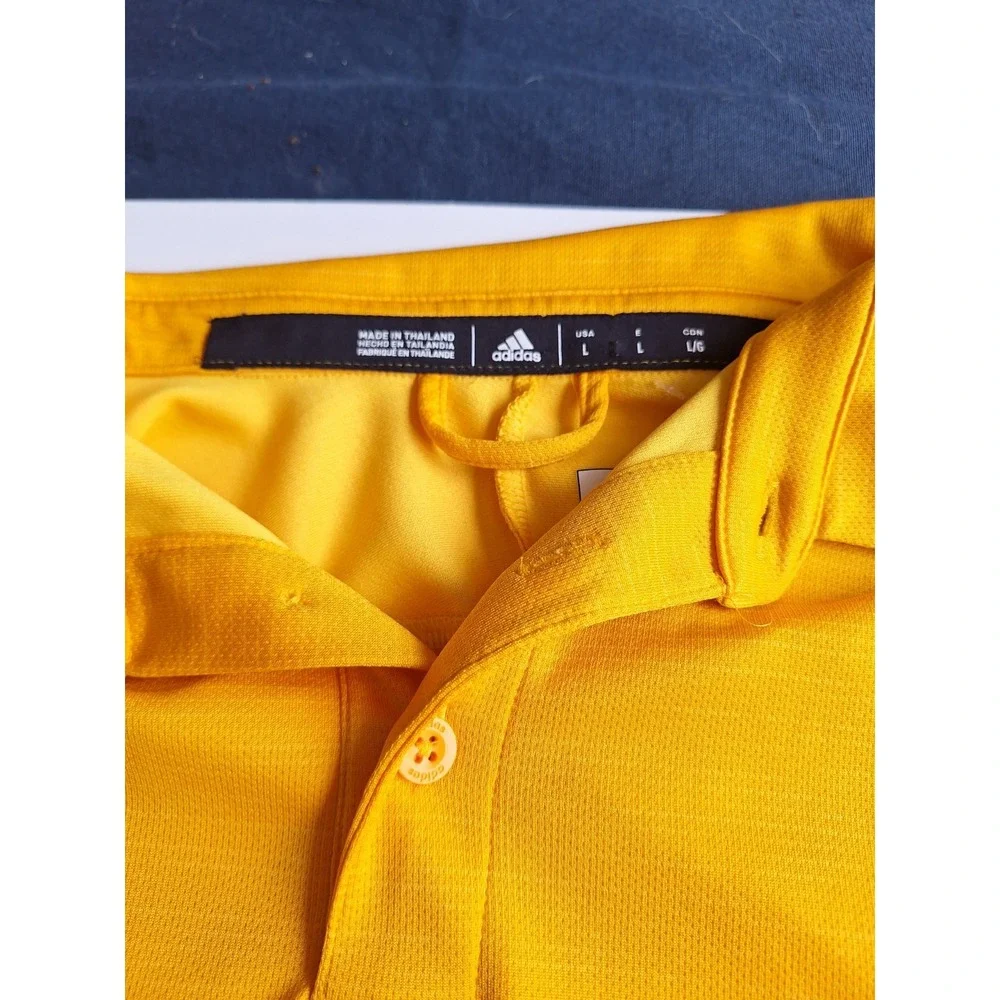 Adidas Climalite Polo Golf Golden Yellow Athletic Shirt Loose Fit Men's Large